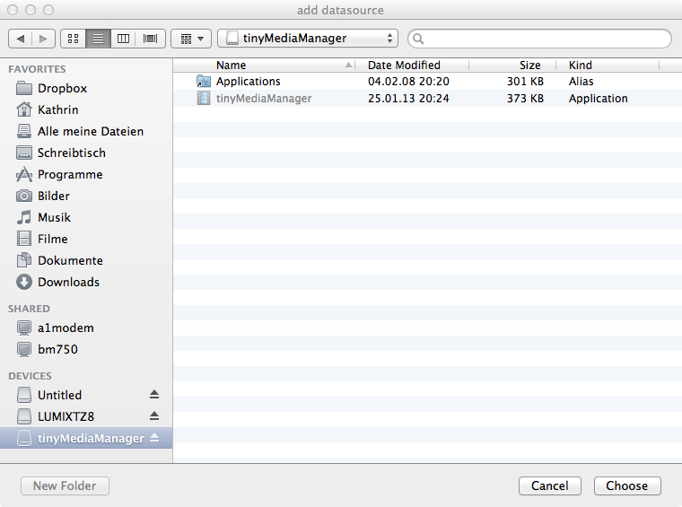 Directory chooser on Mac OSX